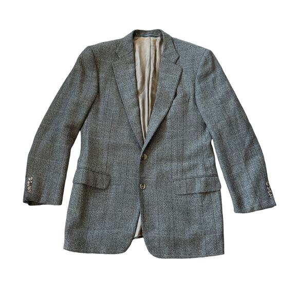Ermenegildo Zegna Grey Plaid 100% Alpaca Two Button Blazer EU 52 / US 42 - Picture 1 of 12